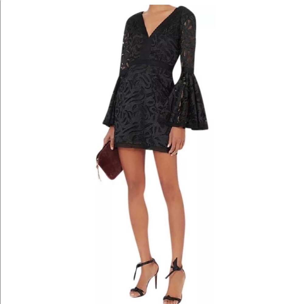 ALEXIS x Intermix *Behati* black lace bell sleeve holiday party dress XS